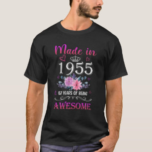 Camiseta Feito Em Presentes De 67 Anos Floral 1955 67º Nasc