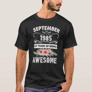 Camiseta Feito Em Setembro De 37 Anos Vintage1985 37th Bir