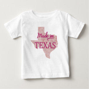Camiseta Feito em Texas Girls Baby T Shirt Pink Shirt