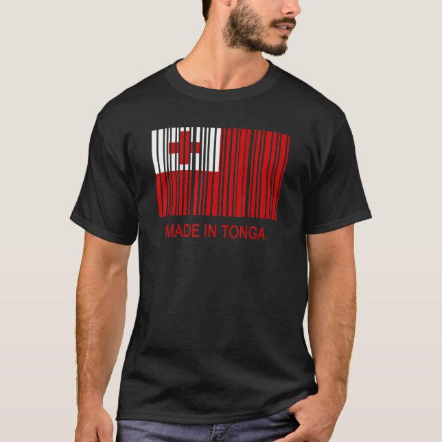 Camiseta Feito em Tonga Flag Barcode (Frente)