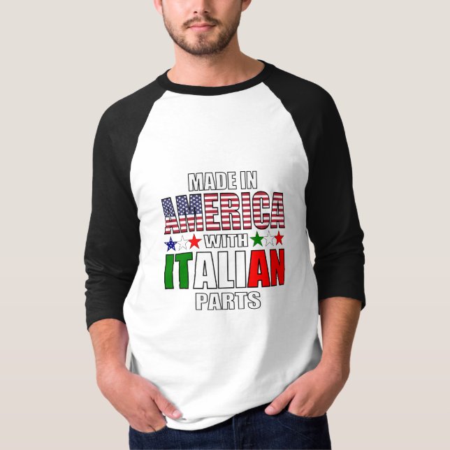 Camiseta Feito na América com peças italianas (Frente)