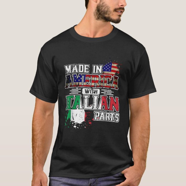 Camiseta Feito na América com peças italianas (Frente)