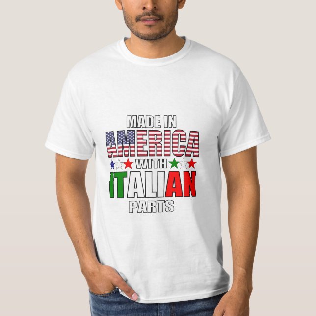 Camiseta Feito na América com peças italianas (Frente)