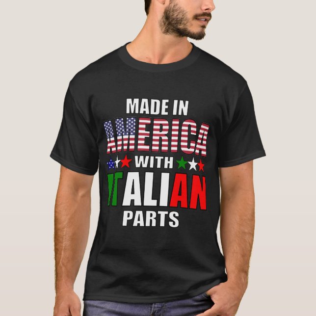 Camiseta Feito na América com peças italianas (Frente)