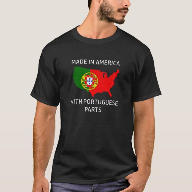 Camiseta Feito na América com Portugal e (Frente)