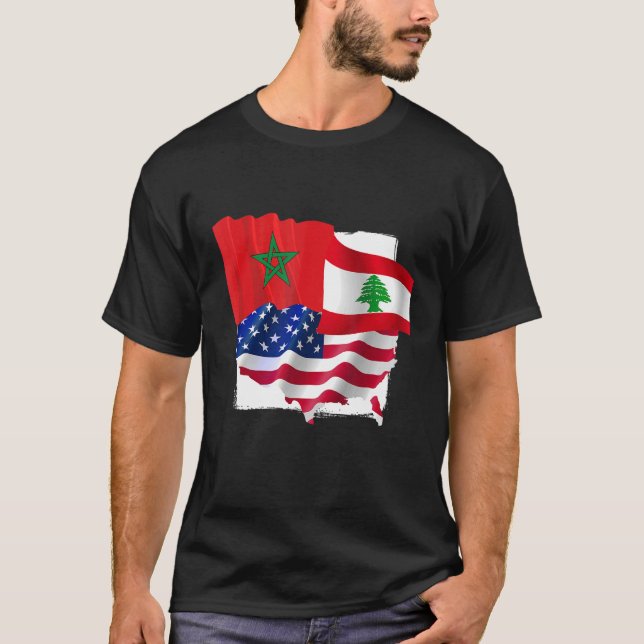 Camiseta Feito Na América Com Presente Libanês E Marroquino (Frente)