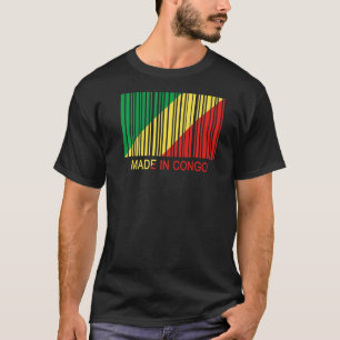 Camiseta Feito na República do Congo Bandeira Código de Bar