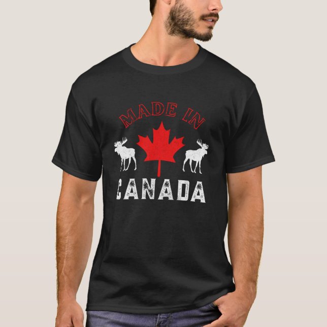 Camiseta Feito No Canadá, No Maple Elk Do Orgulho Canadense (Frente)