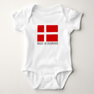 Camiseta Feito no jumpsuit dinamarquês do bebê da bandeir