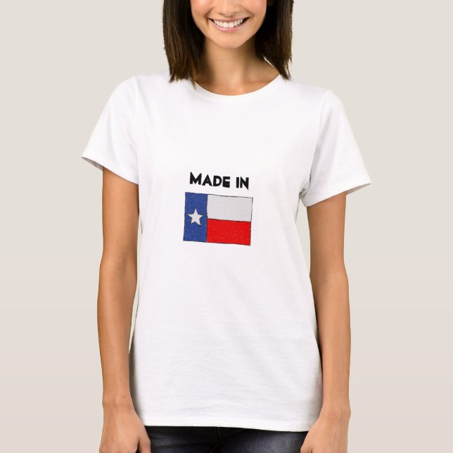 Camiseta Feito no Texas. Desenho da Texas Flag (Frente)
