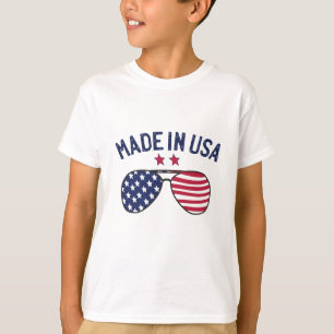 Camiseta Feito nos Estados Unidos Óculos de sol de bandeir