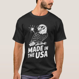 Camiseta Feito nos EUA Águia Careca Arte Patriótica 4 de ju