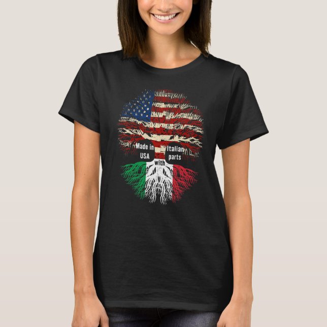 Camiseta Feito Nos Eua Com Partes Italianas Italianas Ameri (Frente)