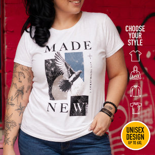 Camiseta Feito Novo 2 Coríntios 5:17 Batismo de Pomba Bruta
