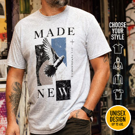 Camiseta Feito Novo 2 Coríntios 5:17 Batismo de Pomba Bruta