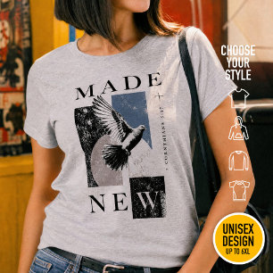 Camiseta Feito Novo 2 Coríntios 5:17 Batismo de Pomba Bruta