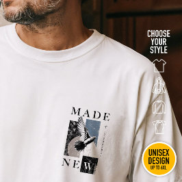 Camiseta Feito Novo 2 Coríntios 5:17 Roupas Cristãs Casuais