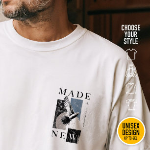 Camiseta Feito Novo 2 Coríntios 5:17 Roupas Cristãs Casuais
