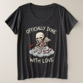 Camiseta Feito Oficialmente Com Amor Desenho de Cupido Esqu