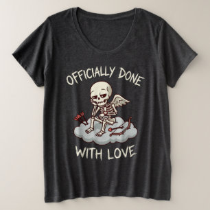 Camiseta Feito Oficialmente Com Amor Desenho de Cupido Esqu