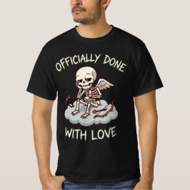 Camiseta Feito Oficialmente Com Amor Desenho de Cupido Esqu