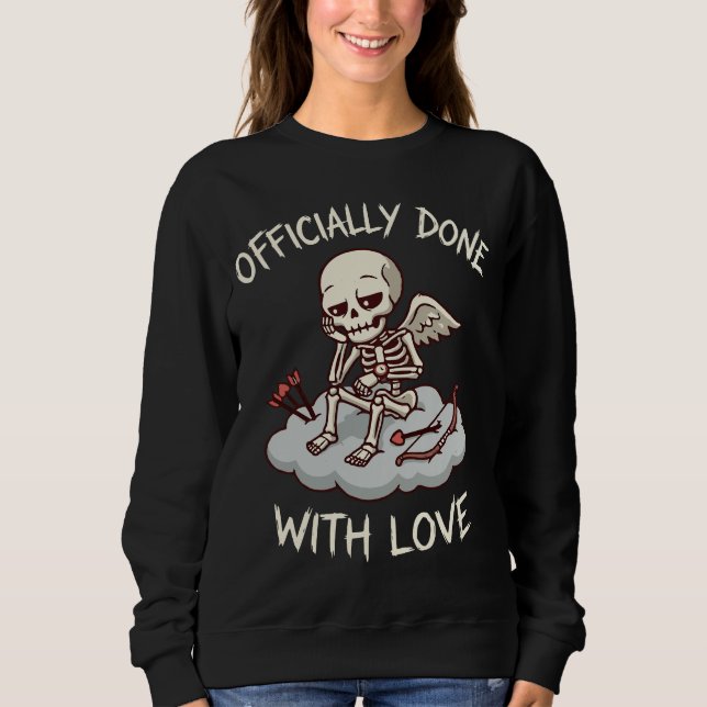 Camiseta Feito Oficialmente Com Design de Cupido Esqueleto  (Frente)
