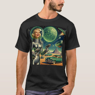 Camiseta Feixe de Laser Vintage Pin-Up