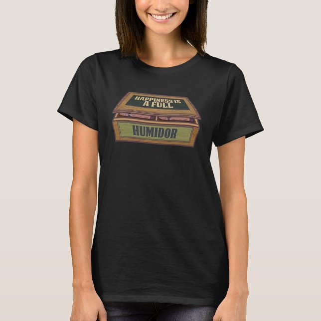 Camiseta Felicidade com um fumo de charutos de humidor chei (Frente)