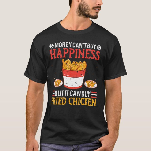 Camiseta Felicidade de Frango Frito Viciado em Comida Estil (Frente)