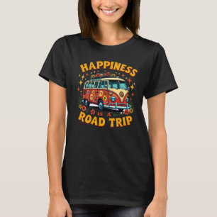 Camiseta Felicidade de Viagem de Barramento VW Ret