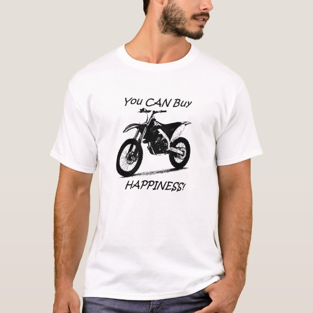 Camiseta Felicidade do comprar - preto no branco (Frente)