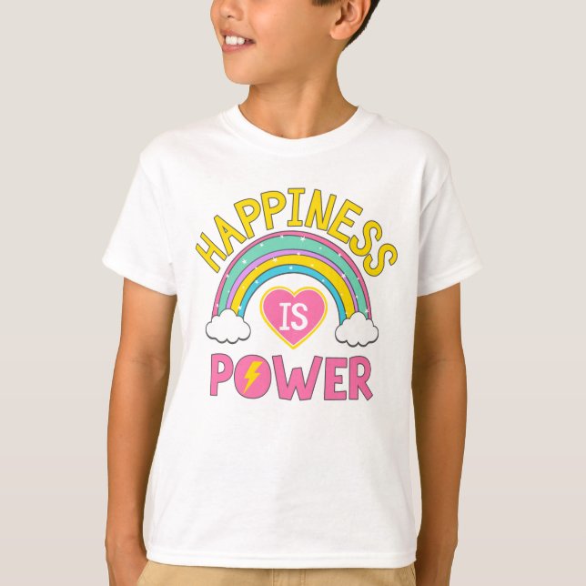 Camiseta Felicidade é Arco-Íris de Potência (Frente)