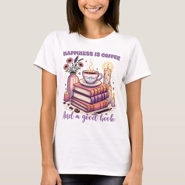 Camiseta Felicidade É Café E Um Bom Livro (Frente)