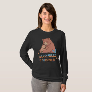 Camiseta Felicidade é Caseira Mamãe Urso Fofo & Bebê