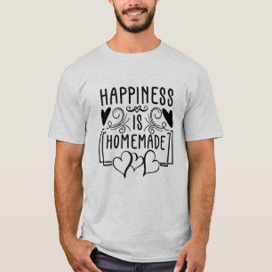 Camiseta Felicidade é Design da Cozinha Russa Homemada