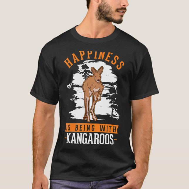 Camiseta Felicidade é estar com cangurus (Frente)