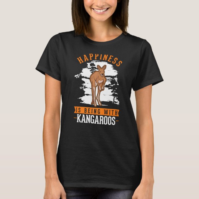Camiseta Felicidade é estar com cangurus (Frente)