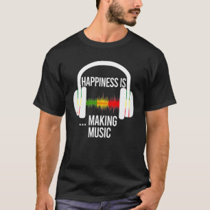 Camiseta Felicidade é Fazer Fones de ouvido Músicos Desi
