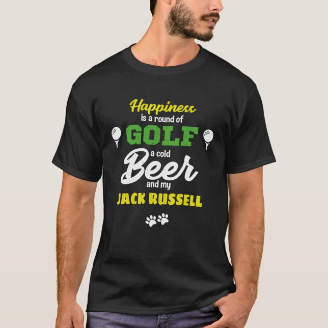 Camiseta Felicidade é Golf Beer e meu Jack Russell (Frente)