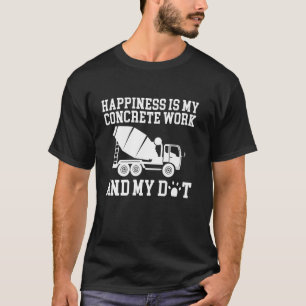 Camiseta Felicidade É Meu Trabalho Concreto E Meu Gato