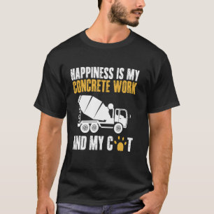 Camiseta Felicidade É Meu Trabalho Concreto E Meu Gato