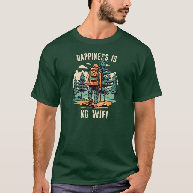 Camiseta Felicidade É Mochilando Sem Wifi (Frente)