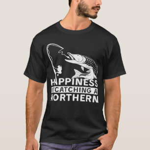 Camiseta Felicidade é pegar um lúcio-do-norte acampamento p