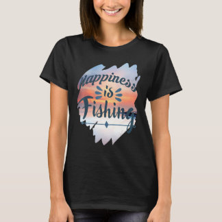 Camiseta Felicidade É Pescar Pescando Peixes Tema de Pesca