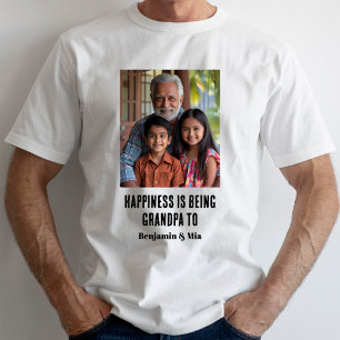 Camiseta Felicidade é Ser Avô para Nome Foto da Família