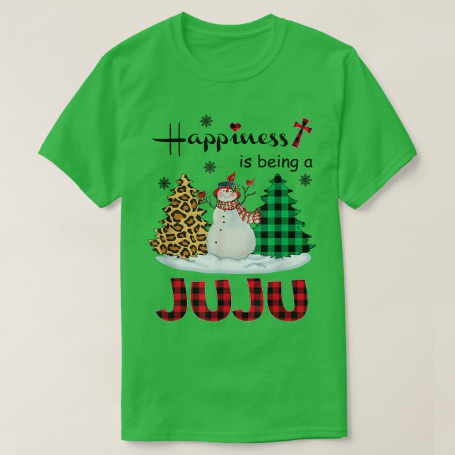 Camiseta Felicidade é ser Juju Boneco de Neve Feliz Natal t (Frente do Design)