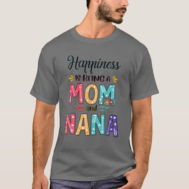 Camiseta Felicidade é ser mãe e mãe floral da Nana (Frente)