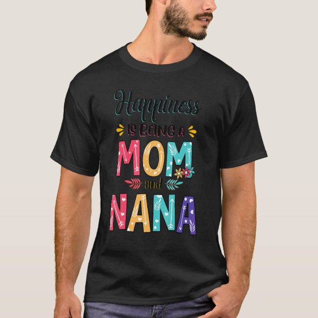 Camiseta Felicidade é ser mãe e mãe floral da Nana (Frente)