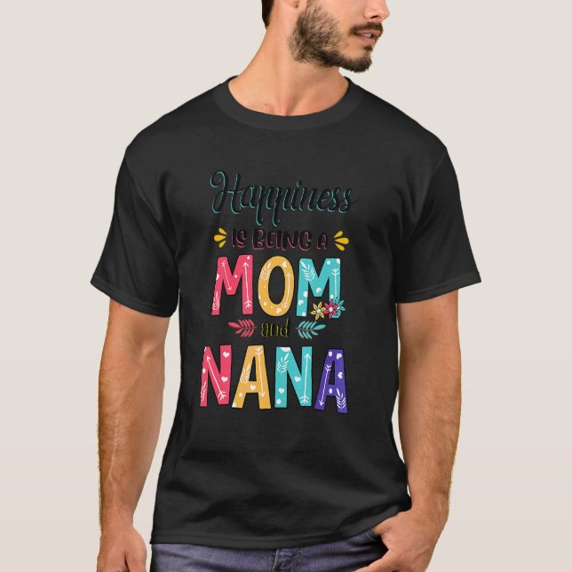 Camiseta Felicidade é ser mãe e mãe floral da Nana (Frente)