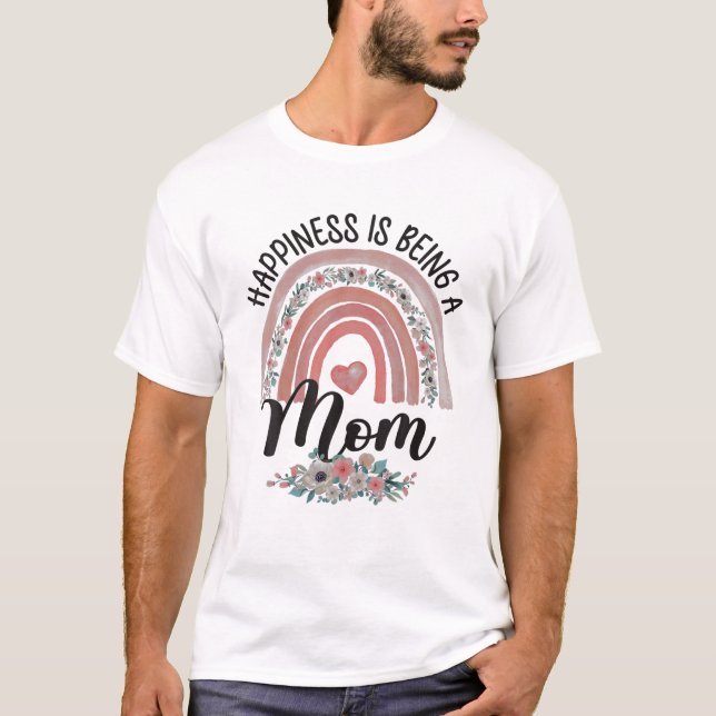 Camiseta Felicidade é ser mãe, mulher, criança (Frente)